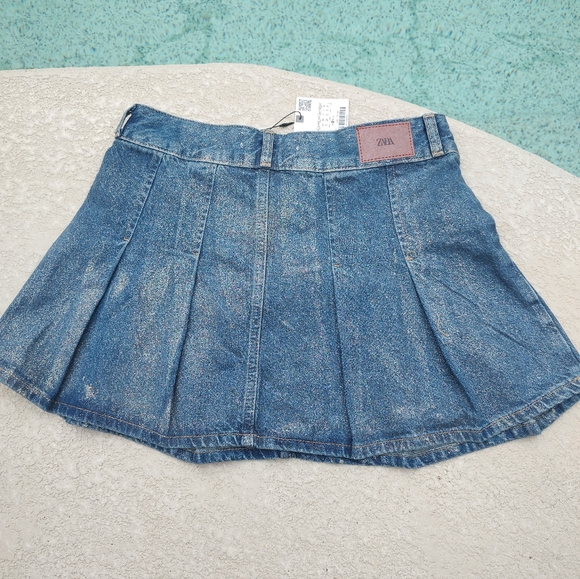 Zara Denim Gold Glitter Mini Skirt - Picture 8 of 11